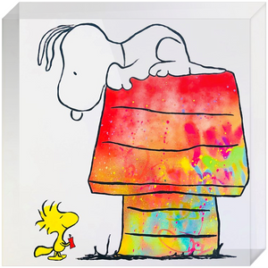 Spraypainting Snoopy Acrylic Block