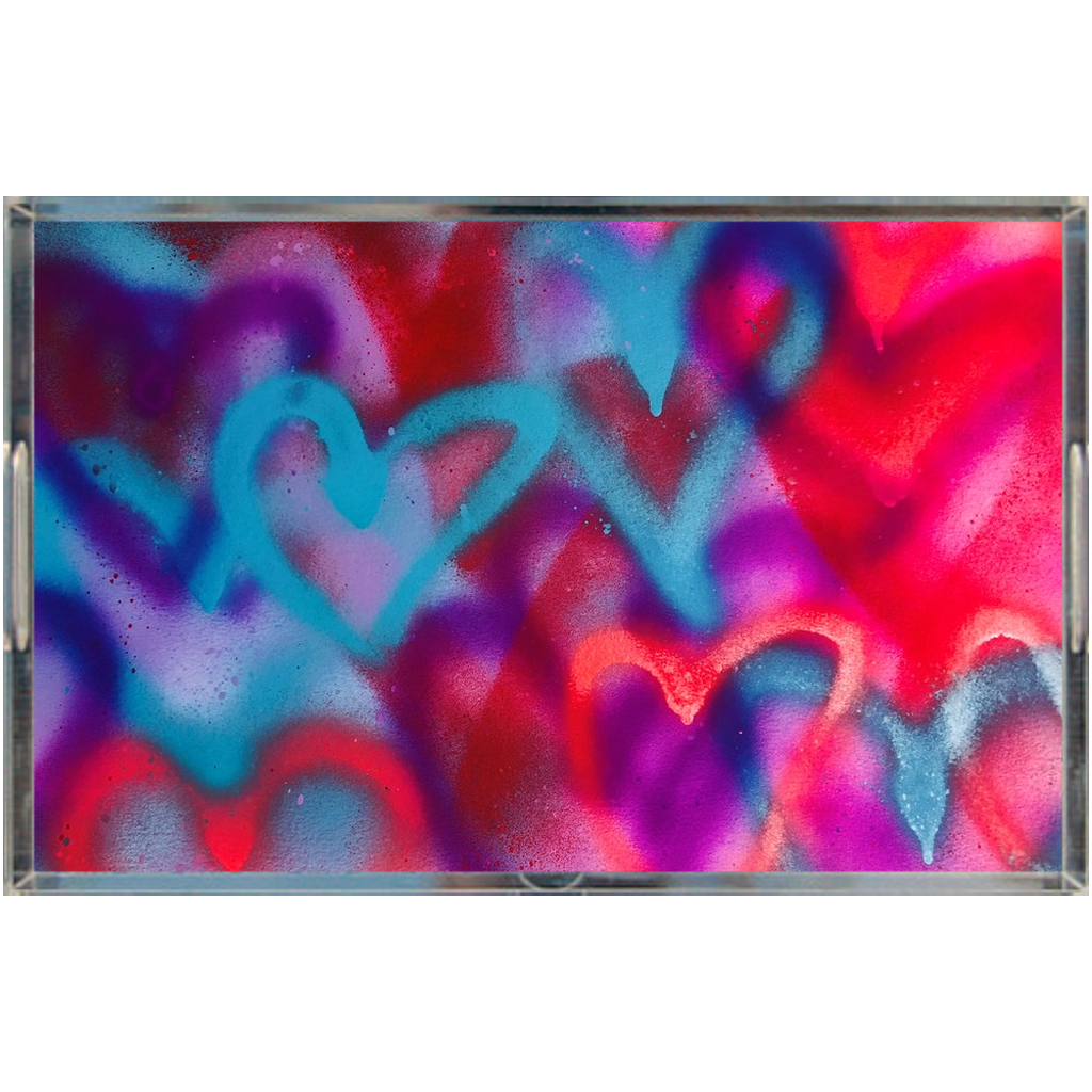 Graffiti Hearts Acrylic Tray